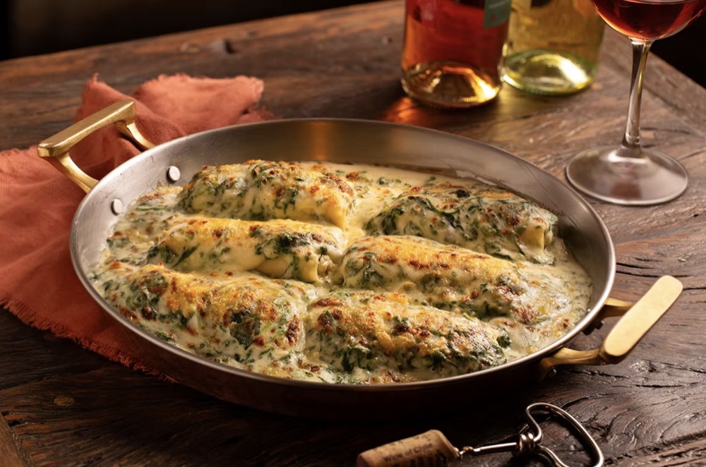 Canelone de espinafre gratinado